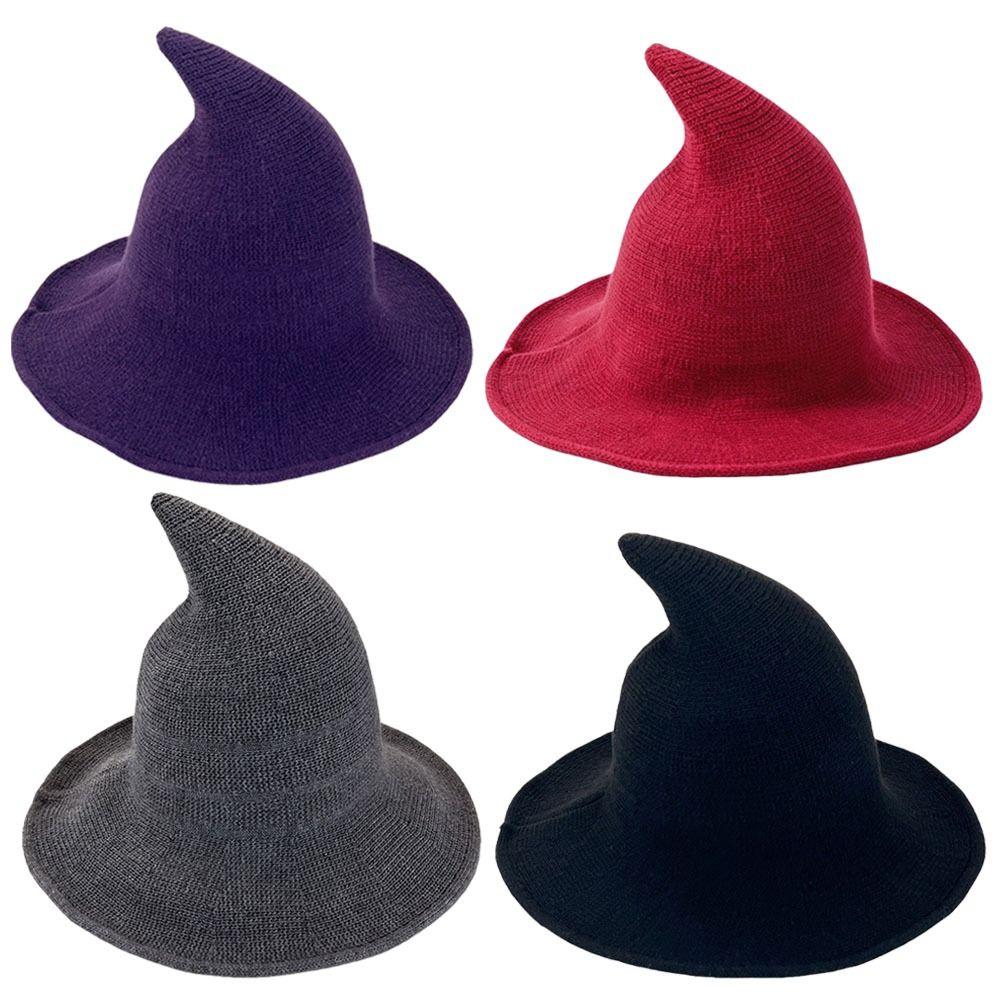 Solid Color Halloween Witch Hat High Quality Costume Hat Fashionable Magical Hat For Women