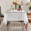French Romantic Retro Palace Style White Lace Embroidery Rectangular Tablecloth for Tea Table and Dining Table with Dust Cover