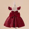 Kids Girls Santa Claus Xmas Princess Sequins Dress Children Christmas New Year Cosplay Costumes Kindergarten Performance Role Play Outfit
