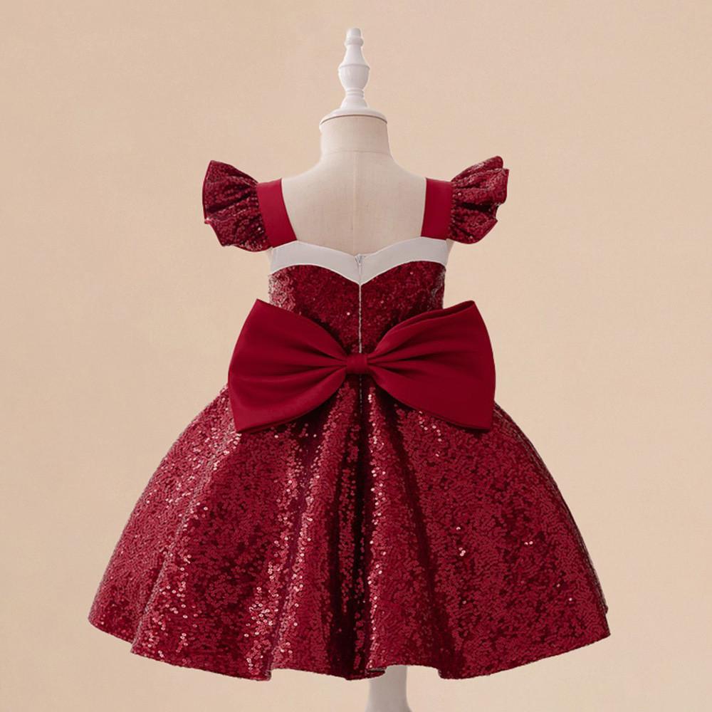 Kids Girls Santa Claus Xmas Princess Sequins Dress Children Christmas New Year Cosplay Costumes Kindergarten Performance Role Play Outfit