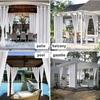 Patio Waterproof Voile Sheer Outdoor Garden Curtains Eyelets Yard Divider Gazebo Pergola Curtains Panel Tulle Net Window Drapes