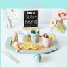 Kids Lemon Tea Set Toy With Wooden Kitchen Accessories For Imaginative Play