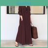 European Style Cotton Linen Long Sleeve Dress With Pockets For Casual Office Wear