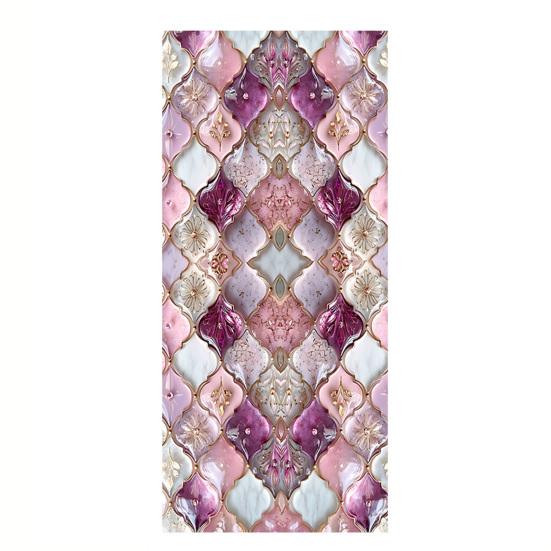 

Stained Glass Window Privacy Film Colorful Decorative Window Sticker Sun Blocking Removable Static Cling for Bathroom Bedroom Living Room B