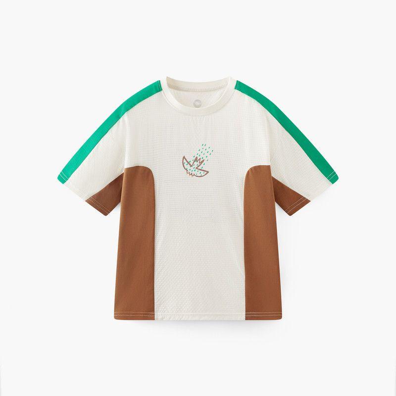 [Choose 3 Pieces from 179] Mqd Children's Short-Sleeved T-Shirt Summer Boys and Girls Color-Blocking Printed Loose T-Shirt