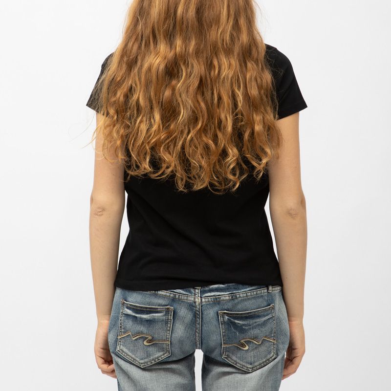 Tee shirt noir col v jersey moto gp Grand Prix Femme VON DUTCH