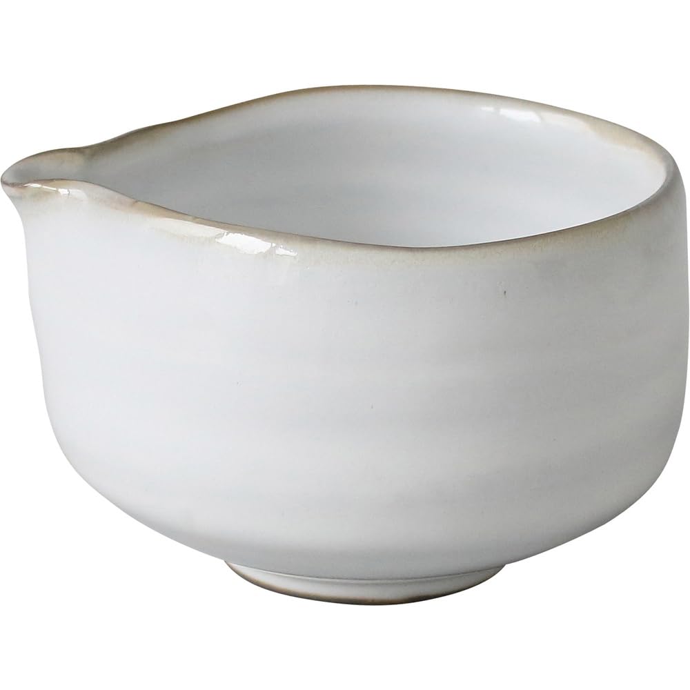 World Create Handmade Katakuchi Matcha Bowl, Milky, Size: Approx. W12.5 D11 H7.5 16321