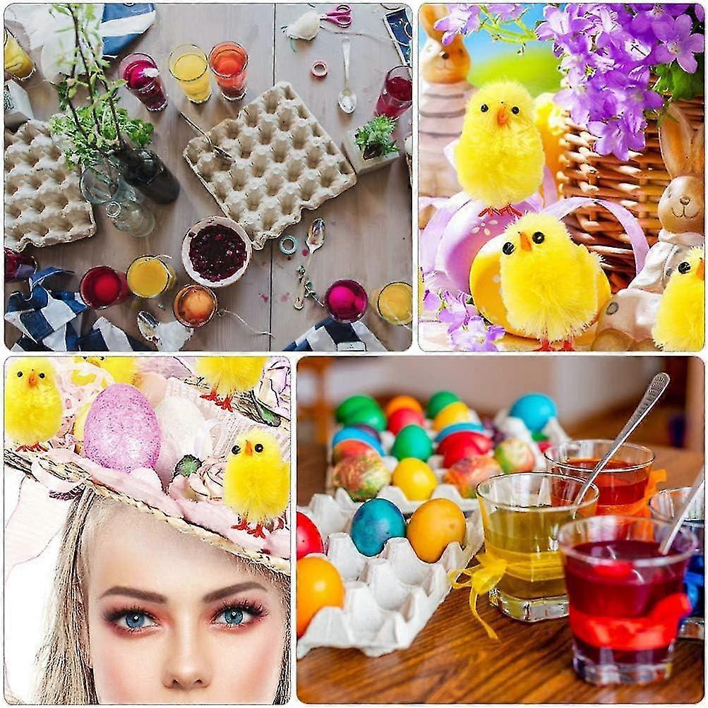 60pcs Easter Fur Chicks Fluffy Chenille Chicks Soft Plush Toys Easter Chicks Figurines 3cm Kids Diy Easter Egg Bonnet Decor Chick Plush