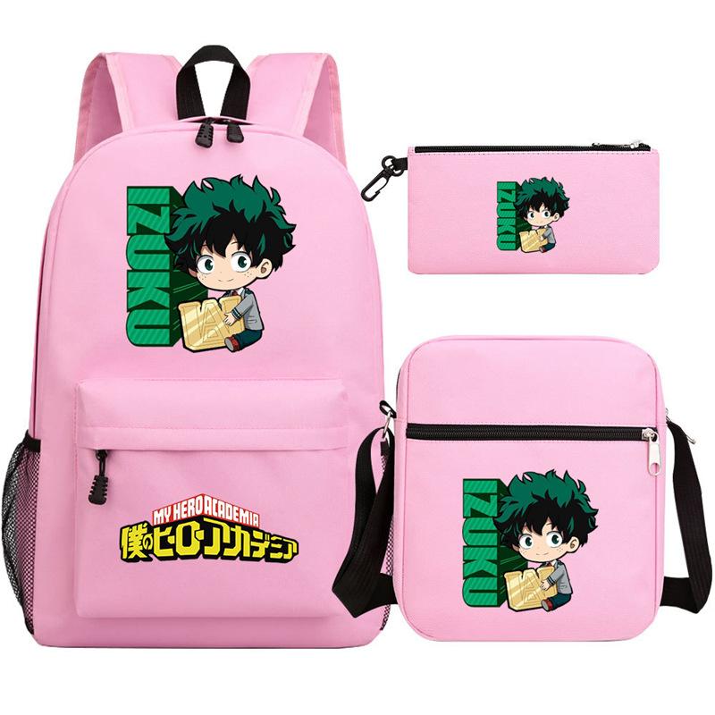 Young Students Schoolbag Animation Three-Piece Backpack Diagonal Hanging Bag Pencil Case