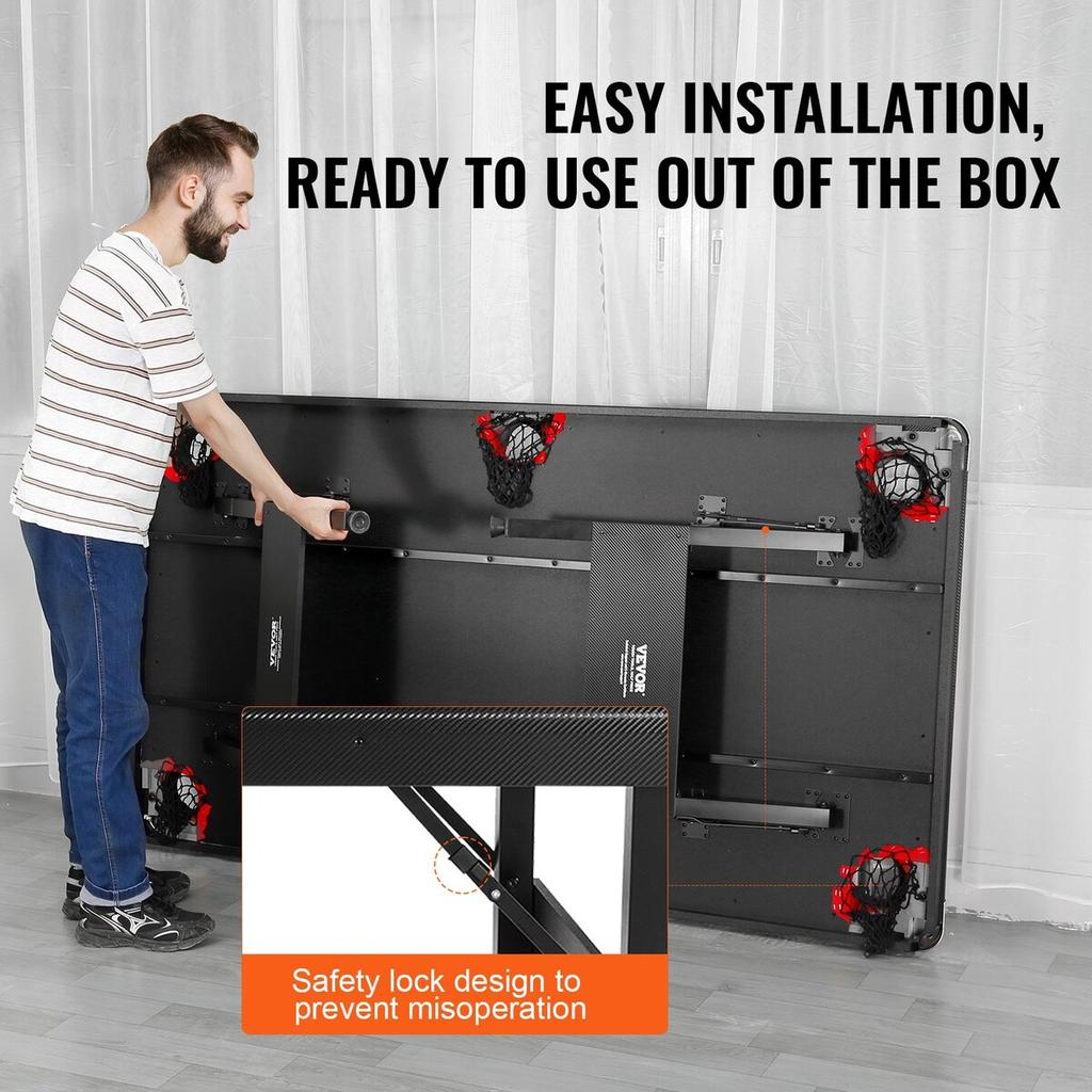 Billiards Table, 6.3 ft Pool Table, Portable Foldable Space-Saving Table, Billiard Table Set Includes Balls, Cues, Chalks and Brush, Black with Red