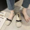Fashion Leather Casual with Bow Black Woman Flats Low Heel Elegant Office Cheap Liquidation Popular Non Slip Spring Shoe Shoes for Women