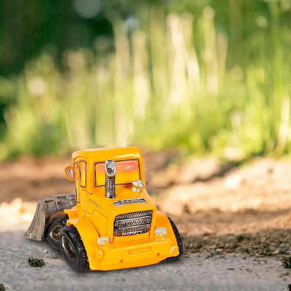 Resin Bulldozer Coin Bank Construction Vehicle Piggy Bank Money Box Sculpture Home Decor Gift for Kids Boys Men Desk Ornament