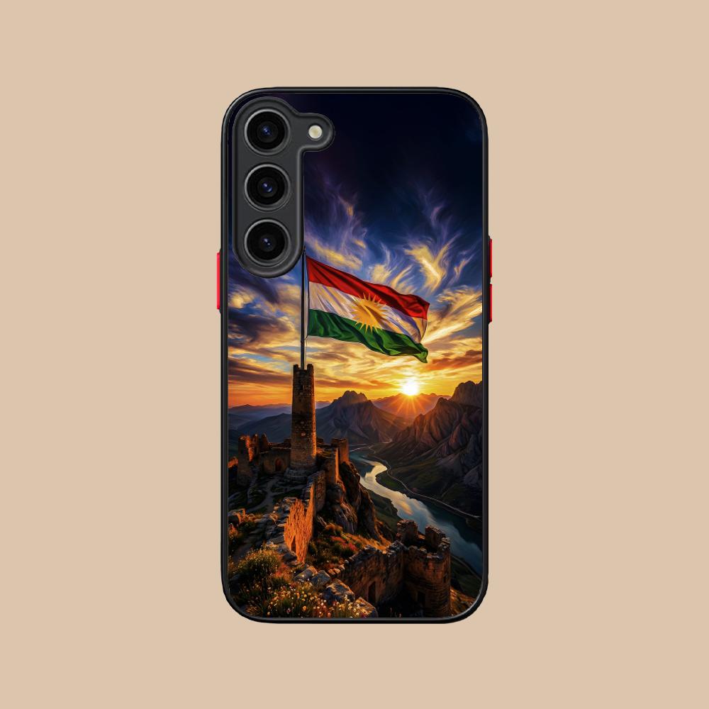 Silikonový kryt na mobilní telefon s vlajkou Kurdistánu pro Samsung Galaxy S26 S25 S24 S23 S22 S21 Plus FE Ultra Barevný kryt