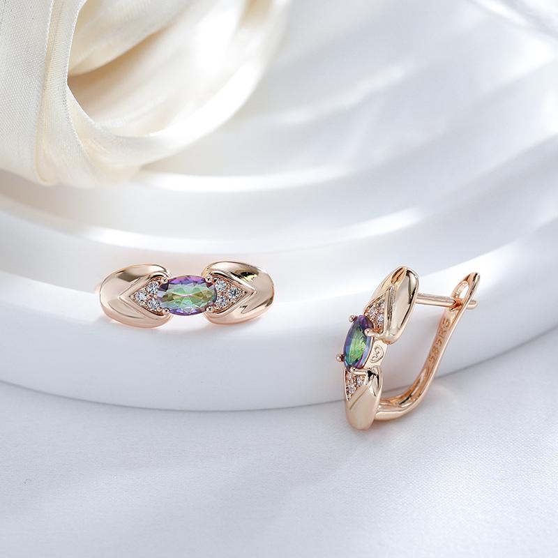 Trendige Rosegold Farbe Englische Ohrringe Für Damen Glänzend Bunt Natürliche Zirkon Accessoires Vintage Täglich Feiner Schmuck