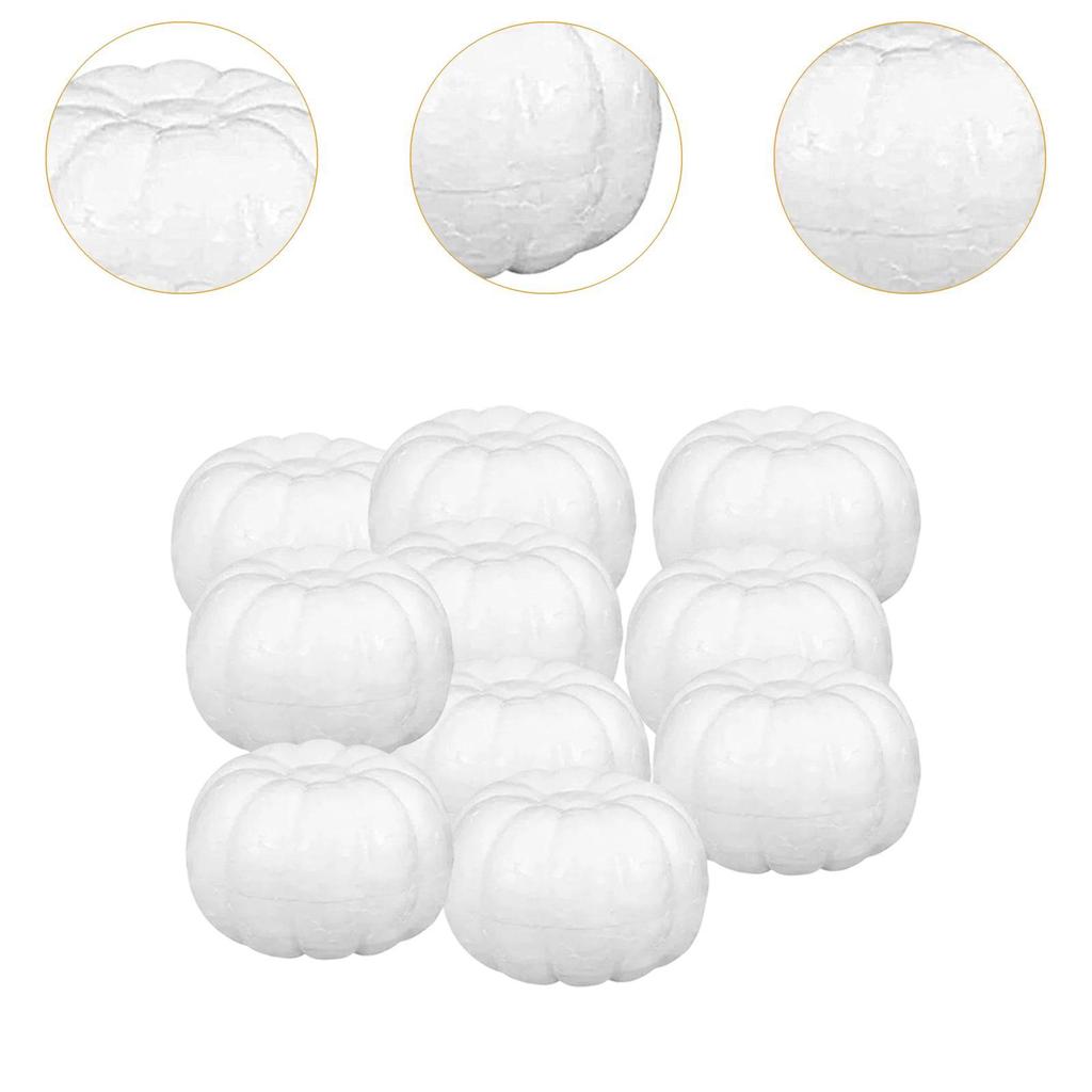 10 White Foam Artificial Pumpkins, Halloween Decorations And Outdoor Activities.