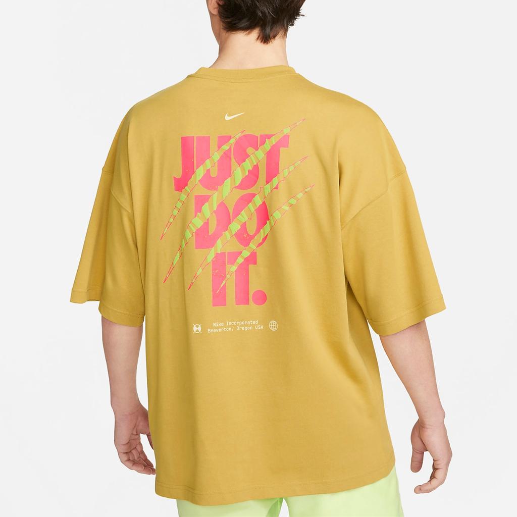 Nike Alphabet Logo Crew Neck Short Sleeve T-Shirt Men Tops Yellow FB9818-725