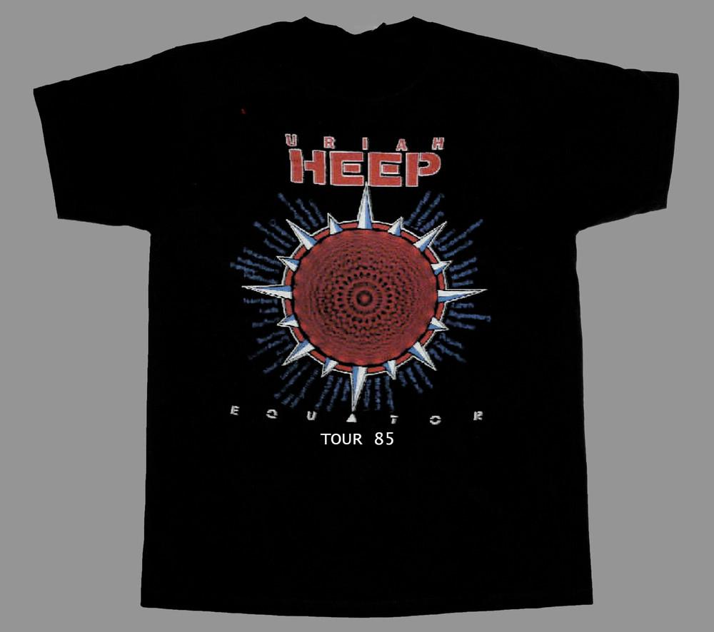 Retro Uriah Heep Band 85 Tour Shirt Klassisch Schwarz Unisex S-2345XL E1301