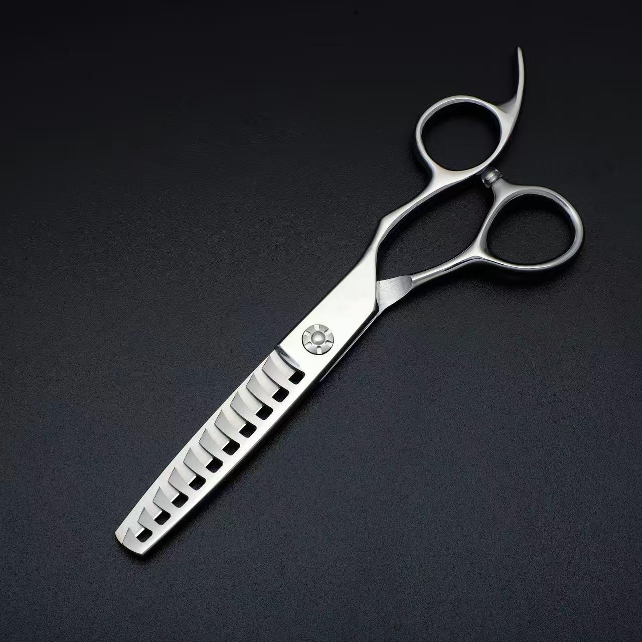 6  Multi-Tooth Fishbone Thinning Scissors & 7  Freehand Professional Hairdressing Scissors Set