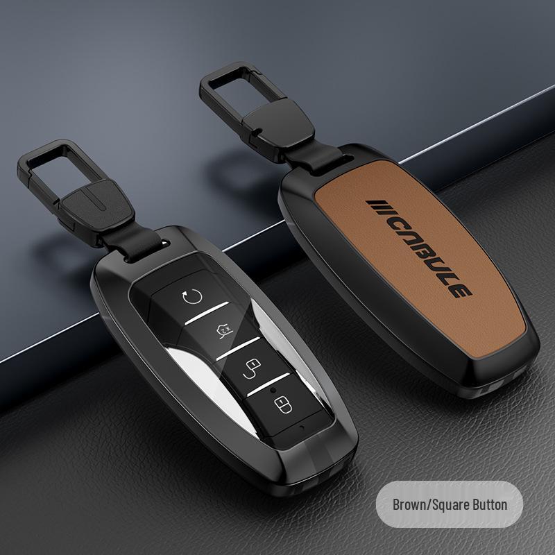 BYD Car Key Case: Metal & Leather for Qin Pro, Song Pro, Tang, Han Models