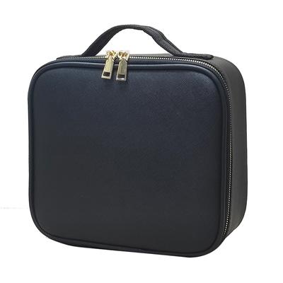 Cosmetic Storage Bag PU Leather Large Capacity Waterproof Adjustable Partition Makeup Case for Travel