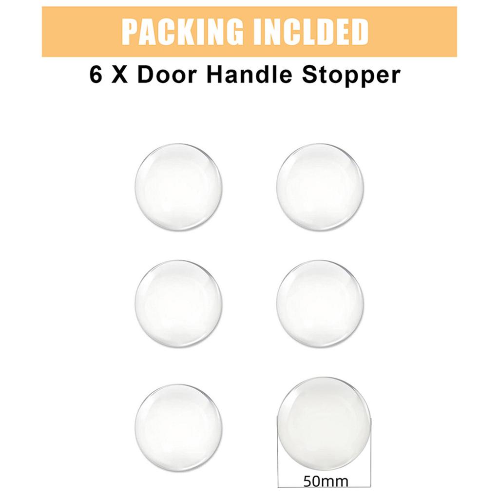 6Pcs Clear Silicone Door Stopper Wall Protector Self-Adhesive Door Handle Bumper Guard Noise Dampening Anti-Collision Mute Pad for Home Kitchen Office
