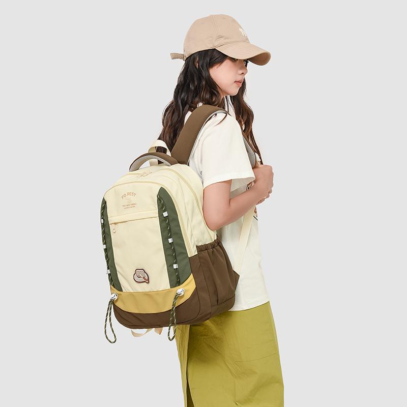 Contrast Color Schoolbag Lightweight Travel Backpack Large Capacity Backpack