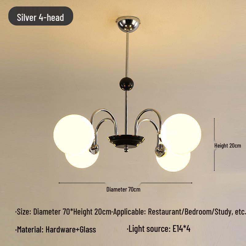 French Cream Bauhaus Chandelier: Retro Light for Living Room & Bedroom