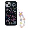 Koreanische süße Blume Perlen Armband Kette Epoxy Handytasche für Iphone 14 13 12 Pro Max 11 schöne Graffiti Welpen stoßfeste Abdeckung