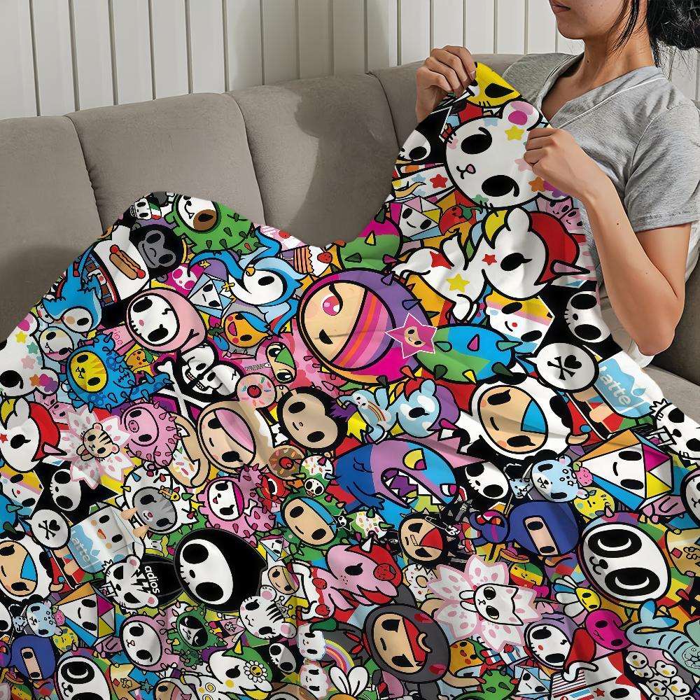 cool cartoon kawaii funny art T-Tokidoki Flannel warm soft plush blanket sofa living room hogar office bedroom travel gift home