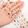 1meter Irregular Romantic Pink Stone Beaded Chain Stainless Steel Necklaces Chains Boho Anklet Bracelets for DIY Jewelry Making