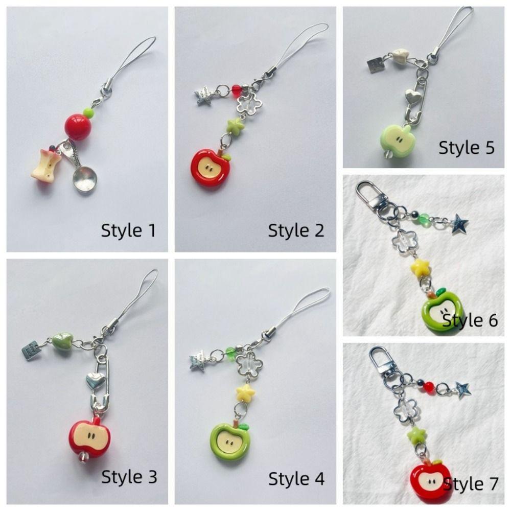 Crystal Beaded Elegant Phone Charm Anti Loss Rope Fruit Pendant Colorful Phone Lanyard  Women Girls