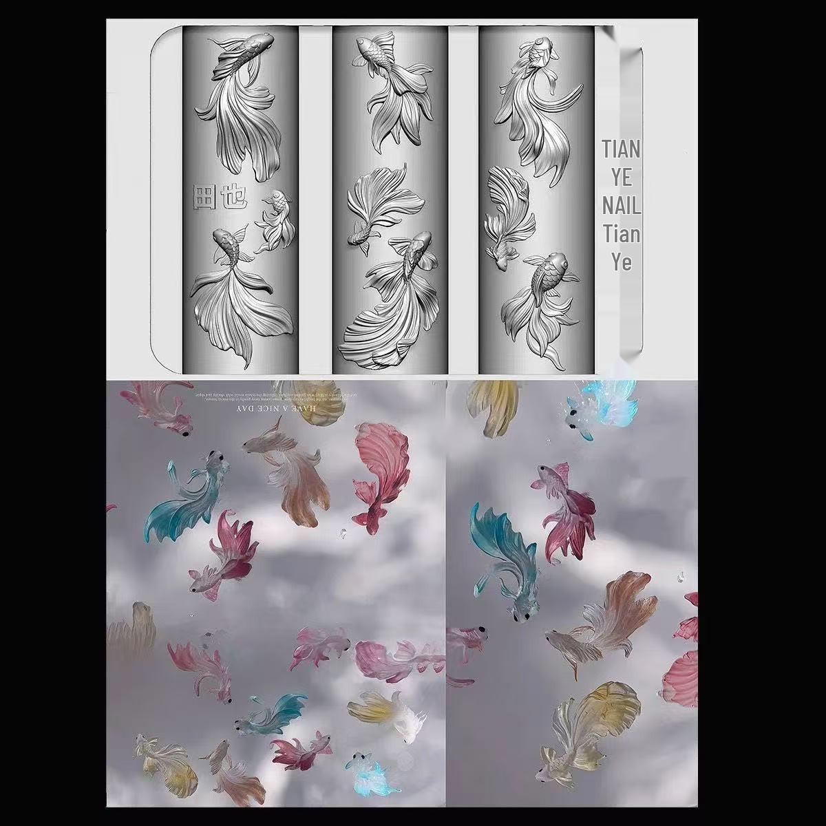 Силиконовая форма для нейл-арта  Рыба-лотос и Русалка