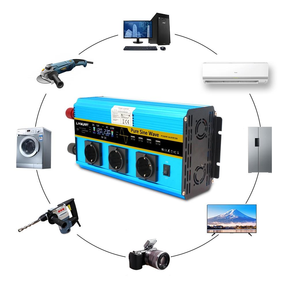 Buy Pure Sine Wave power inverter DC 12V/24V to AC 220V 230V LCD ...