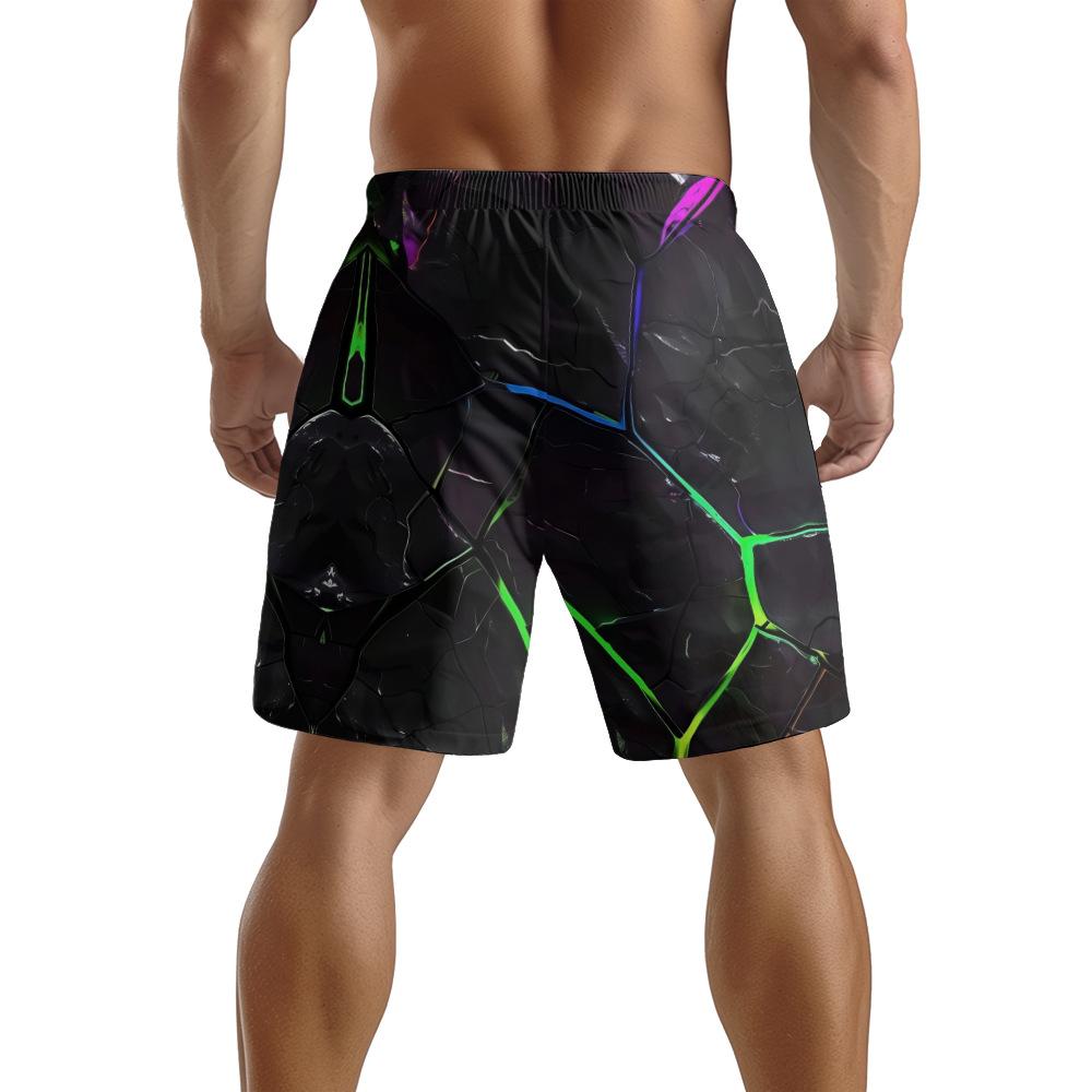 European And American Dark Natural Lightning Element Men'S Casual Shorts Beach Pants