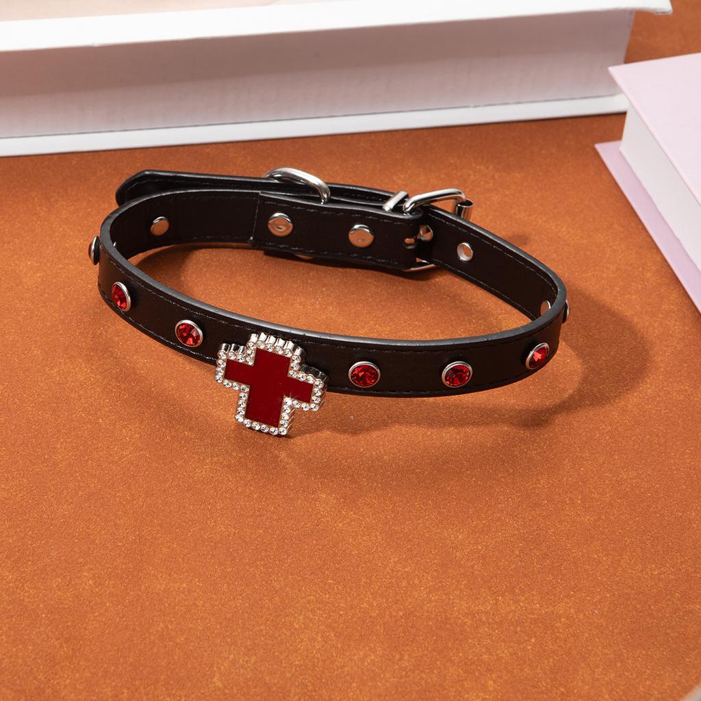 Dark Goth Punk Babes Choker Leather Collar Women Sweet Cool Collarbone Chain Cross Butterfly Necklace