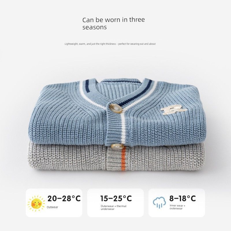 Children's Clothing Kids V Neck Vest Sweater Autumn and Winter Boy's Knitted Sweater Vest Bottoming Shirt Baby Boy Sleeveless Cardigan