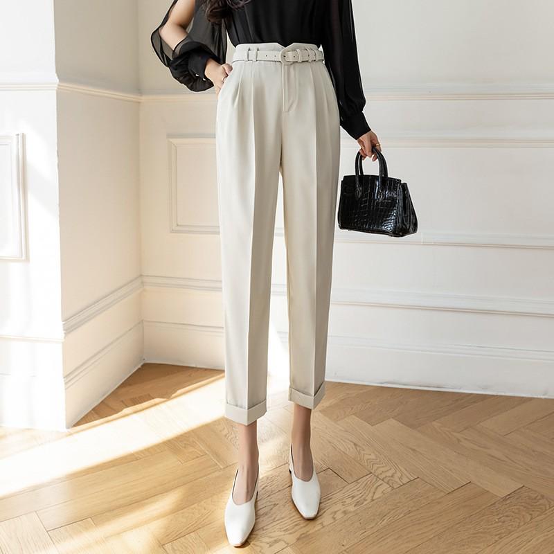

Women s High Waist Carrot Pants - 2026 Spring/Summer Commuting Casual 9-Point Cigarette Pants L абрикосовый