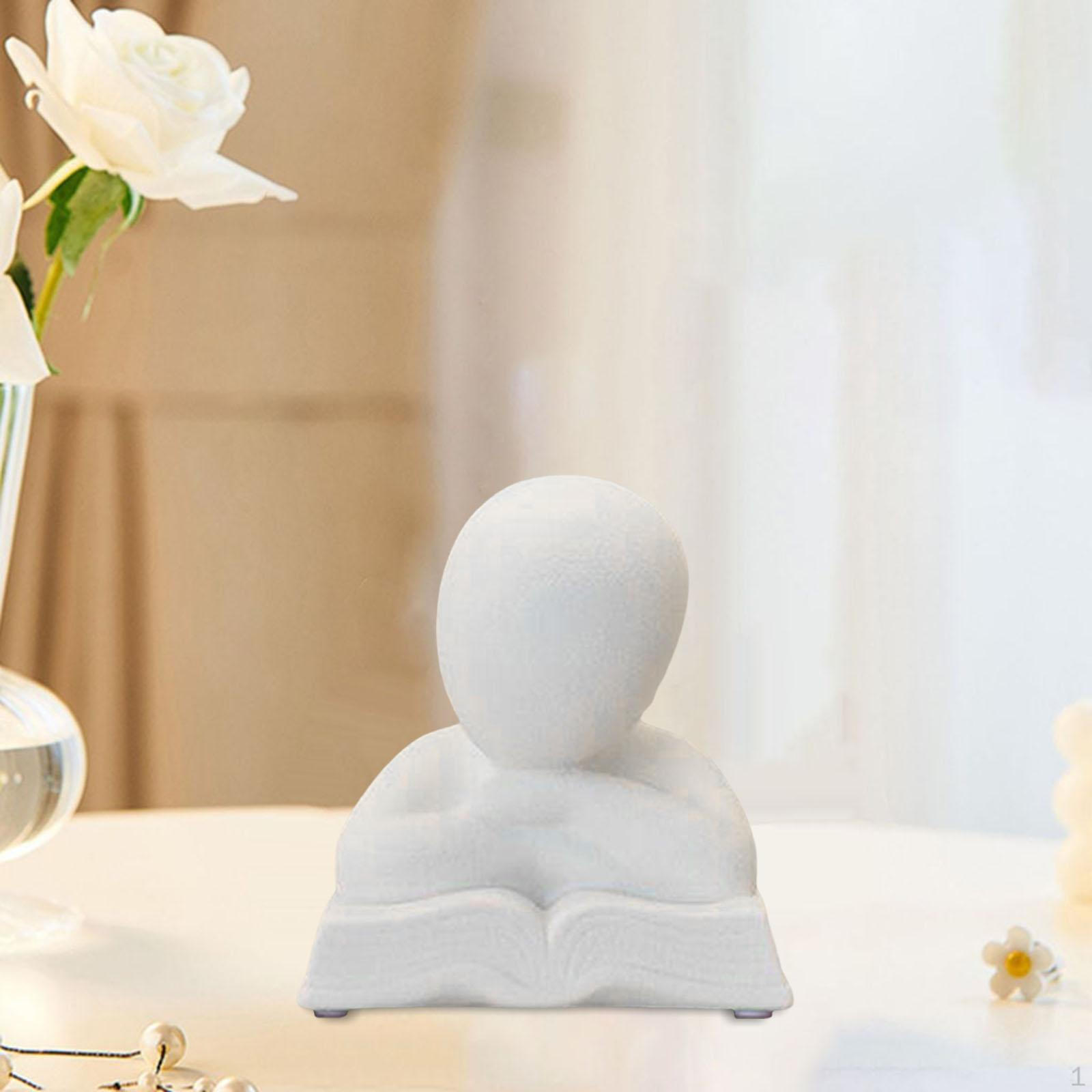 

Abstract Figurine Sculpture Home Decor Collection Ceramic Statue for Cabinet Office White, Reading