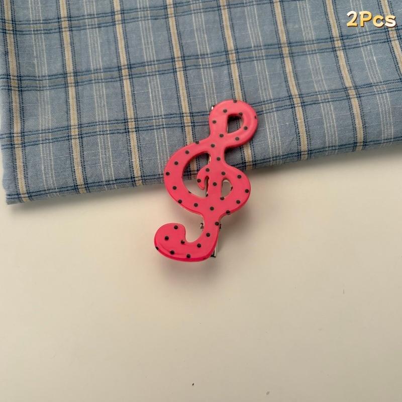 2Pcs Cute Musical Note Hair Clip Sweet Side Clip Ins Style Star Wave Point Music Notes Duckbill Clip Fashionable Hair Accessory