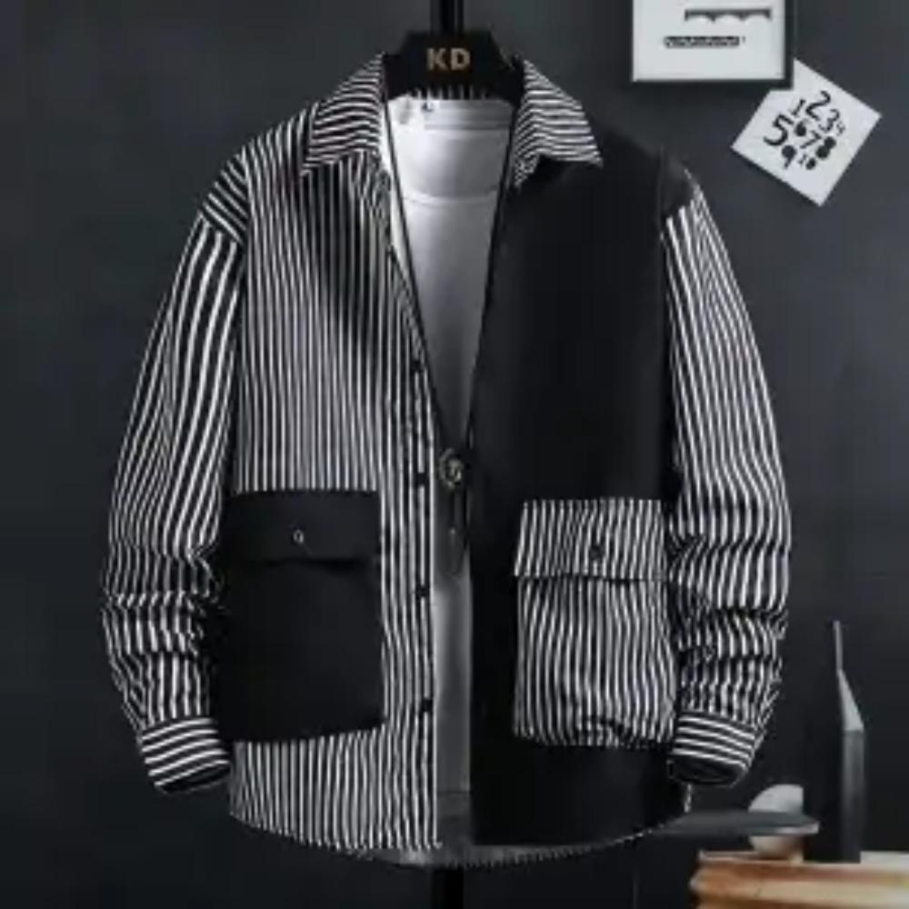 Langärmliges gestreiftes Hemd Herren Herbstkleidung Neuer Stil Frühling und Herbst Kleidung Hemd Lässig Herren Tops Trendiges Arbeitshemd