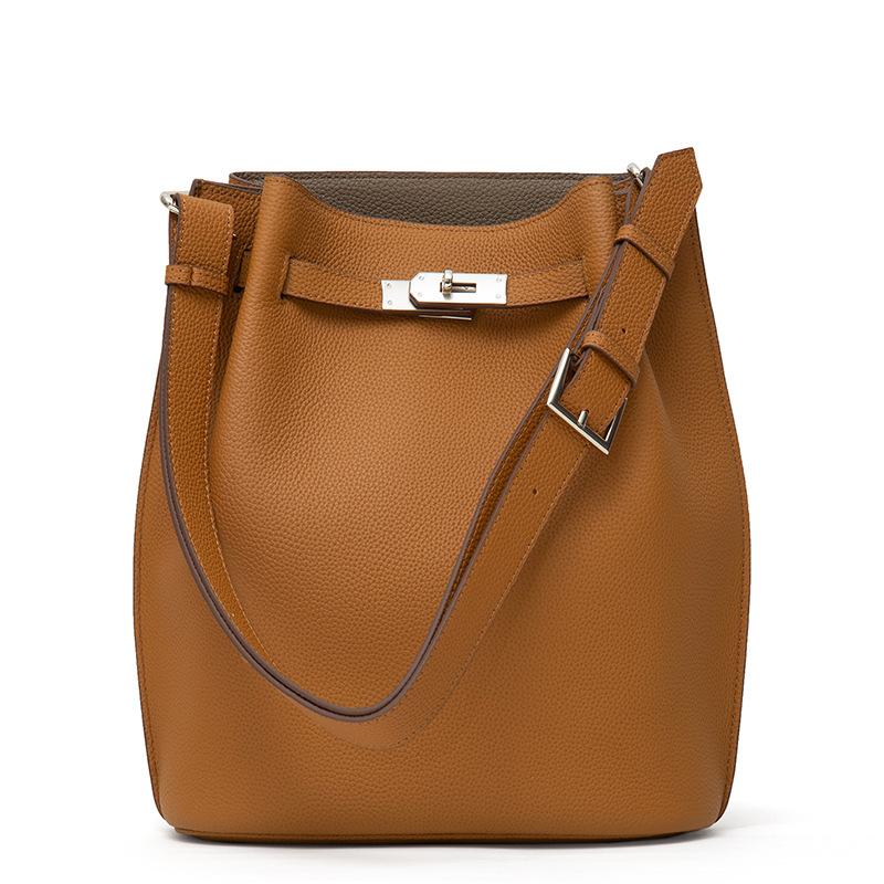 Neue Togo Oberleder Rindsleder Eimer Tasche lässige Ein Schulter SoKelly Leder Hufeisen Ein Schulter Tragetasche