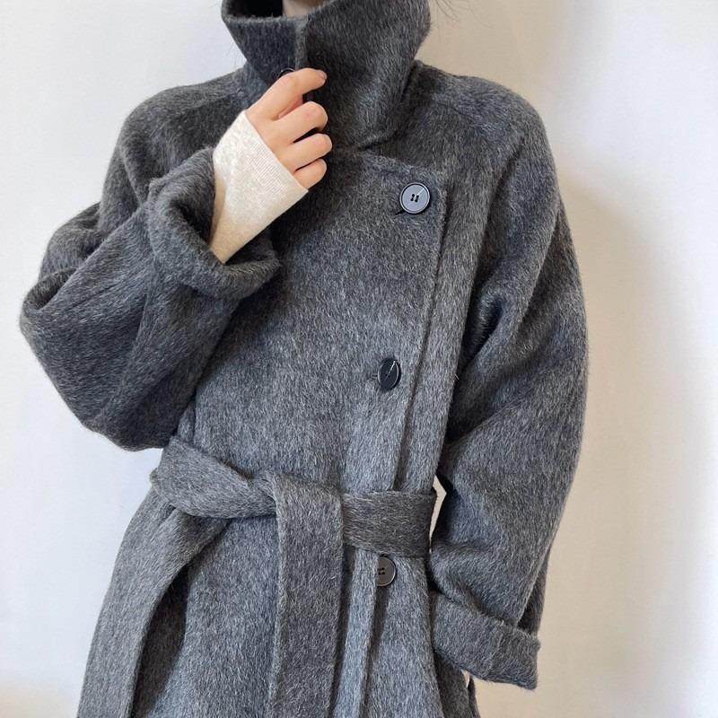 Peerless Enemy Honey Autumn and Winter New Double-sided Wool Coat Long Stand-up Collar Wool Coat Feels Fashionable