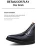 Men's Cross-Border Shiny Leather Dress Shoes - Pointed, Chunky Heel, Height Increasing, Zippered for Spring & Autumn