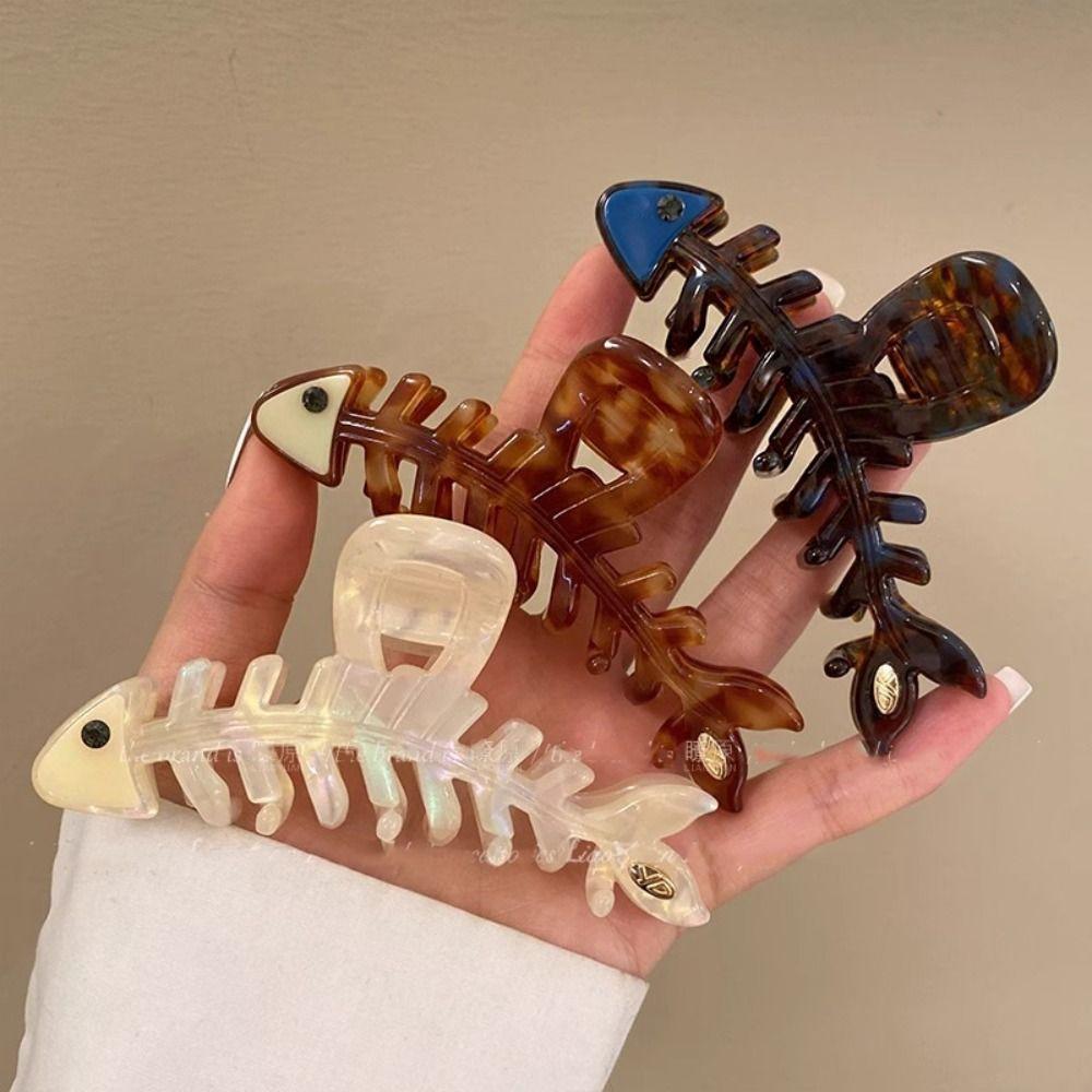 Hairpin Fish Bone Shaped Hair Claw Acetic Acid Acetate Shark Clip Cute Animals Hair Clip  Headwear