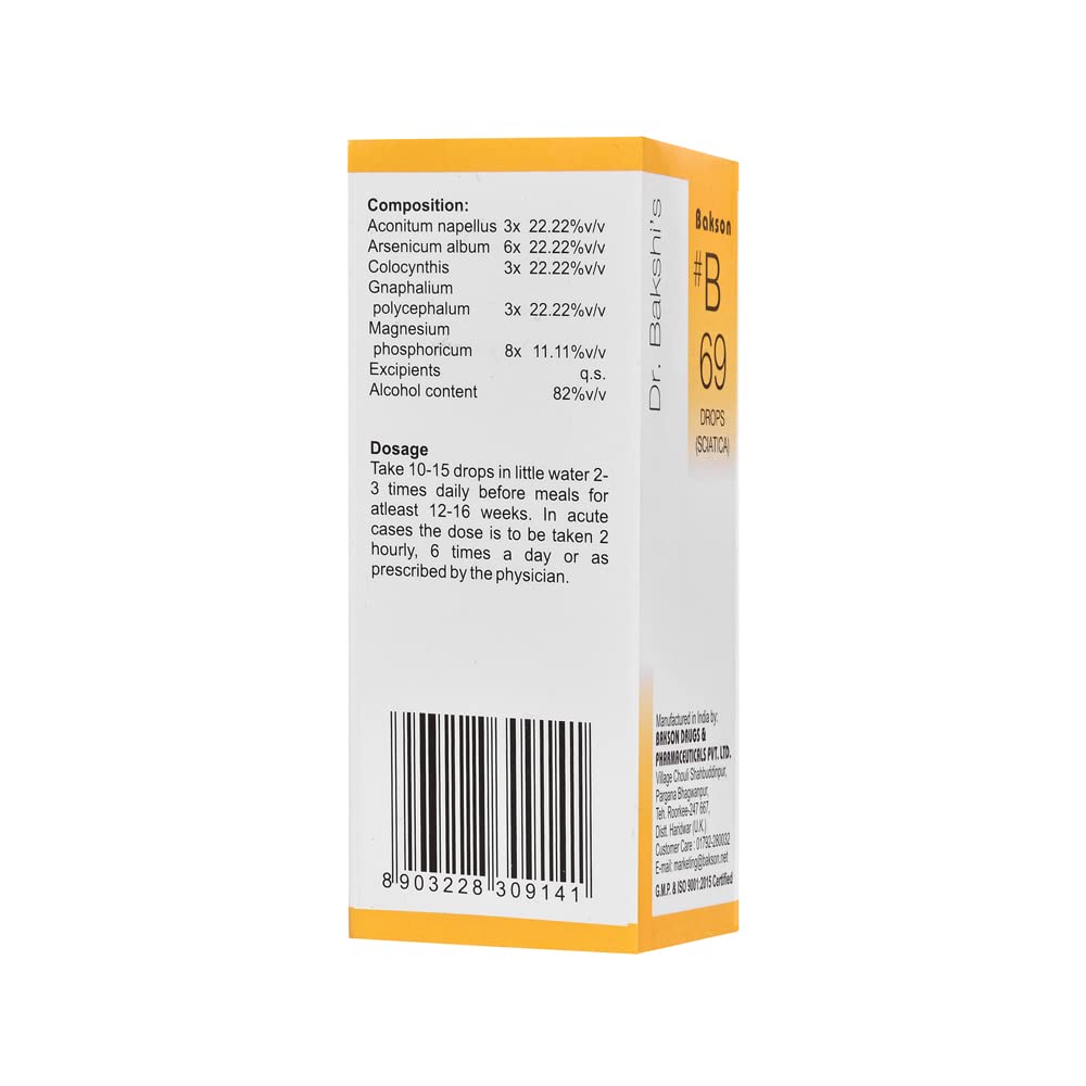Dr Bakshis Baksons B69 Nerve Comfort Drops For Leg Mobility Support Homeopathic Formula 30 Ml Daily Use Care Aid
