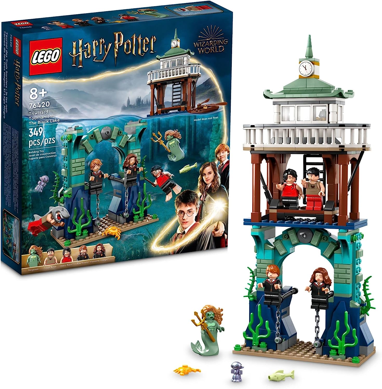 

LEGO Гарри Поттер Турнир Трех Волшебников: Black Lake 76420, игрушечный игровой набор «Кубок огня» для детской модели лодки и 5 минифигурок