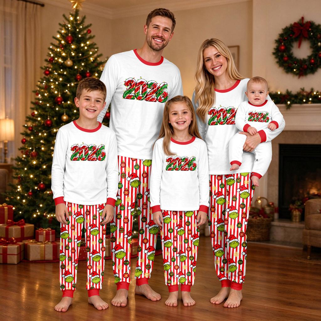 Christmas Print Neck Top and Jogger Pants Set for Holiday Casual Outfit