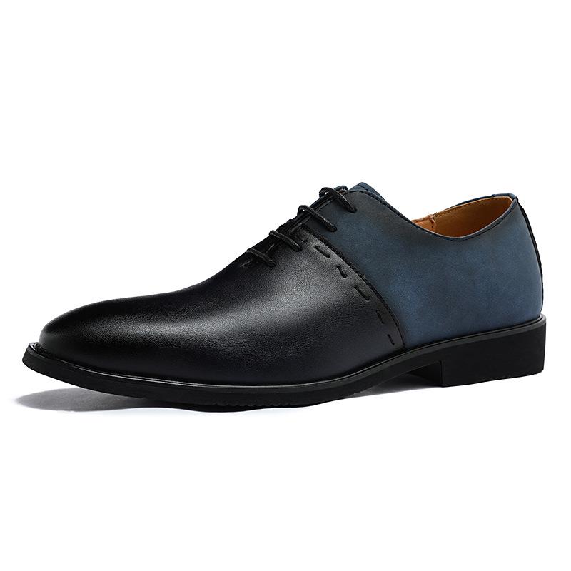 Men s Large Size Casual Leather Patchwork Oxford Lace-up Business Shoes 41 синий