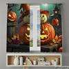 Piece Set High Definition Digital Printed Curtainshalloween Pumpkin Colorful Night Fallen Leaves Dark Backgroundhome Decora Curtain Polyester