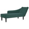 VidaXL Chaise Longue Avec Accoudoir Droit Vert Foncé Velours, Fauteuil, Fauteuil De Relaxation, Chaise Longue Rembourrée, 4009794